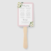 赤面ピンクフローラ開花結婚の式プログラム ハンドファン (裏面)
