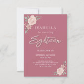 赤面ピンクフローラ18誕生日招待状 招待状 (正面)