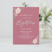 赤面ピンクフローラ18誕生日招待状 招待状 (スタンド正面)