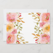 赤面ピンクフローラ1st誕生日の写真の招待状 招待状 (裏面)