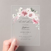 赤面ピンクフローラ2ブライダルシャワー アクリル招待状 (インサイチュ (ポータブル))