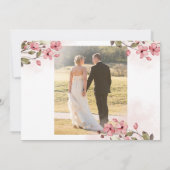 赤面ピンクフローラ2枚エレガントの写真結婚はscript's サンキューカード (裏面)