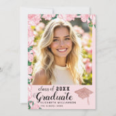 赤面ピンクフローラ2025年写真卒業 案内状 (正面)
