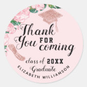 赤面ピンクフローラ2025年度卒業お礼 ラウンドシール (正面)