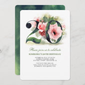 赤面ピンクフローラ20th誕生日パーティー 招待状 (正面/裏面)