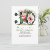 赤面ピンクフローラ30歳の誕生日パーティー 招待状 (スタンド正面)