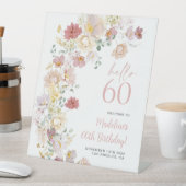 赤面ピンクフローラ60th誕生日へようこそ 台座サイン (インサイチュ)