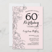 赤面ピンクフローラ60th誕生日パーティー 招待状 (正面)
