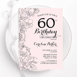 赤面ピンクフローラ60th誕生日パーティー 招待状<br><div class="desc">赤面ピンクフローラ60th誕生日パーティーへの招待。ボタニカルモダンアウトラインスケッチのアクセントとタイポグラフィスクリプトフォントを特徴とするミニマルデザイン。トレンディーシンプル招待状カードは女性の日スタイリッシュお祝いに最適。任意のカスタマイズ年齢にすることができる。印刷されたZazzle招待状または即時ダウンロードのデジタル印刷可能なテンプレート。</div>