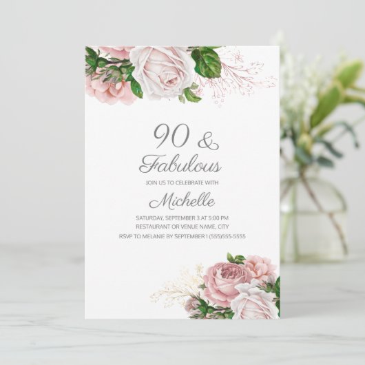 赤面ピンクフローラ90と素晴らしい誕生日 招待状 (スタンド正面)