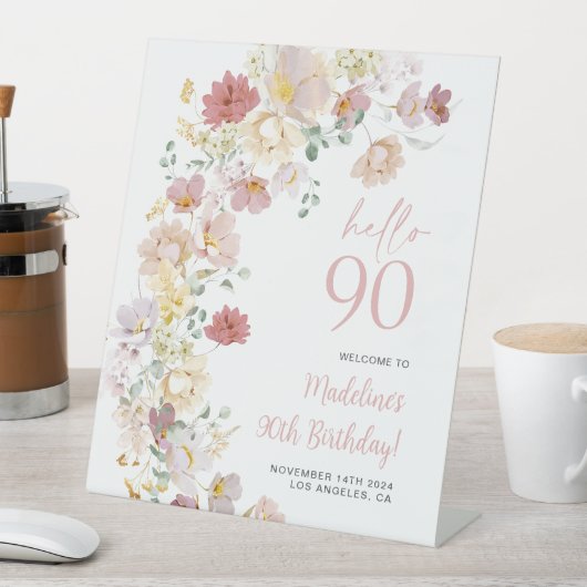 赤面ピンクフローラ90th誕生日へようこそ 台座サイン (インサイチュ)