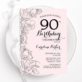 赤面ピンクフローラ90th誕生日パーティー 招待状