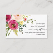 赤面ピンクフローラ、ブラックフォント、我々の結婚詳細 エンクロージャーカード (正面)