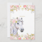 赤面ピンクフローラ&ホースファースト誕生日パーティー 招待状 (裏面)