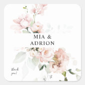 赤面ピンクフローラ&ユーカリありがとう2 スクエアシール (正面)