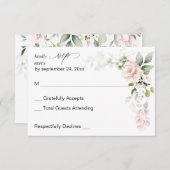 赤面ピンクフローラ&ユーカリプトゥスノミールRSVP 出欠カード (正面/裏面)