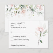 赤面ピンクフローラ&ユーカリプトゥスノミールRSVP 2 出欠カード (正面/裏面)