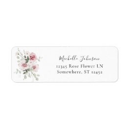 赤面ピンクフローラ&ユーカリ差出人住所 ラベル
