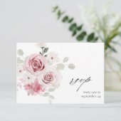 赤面ピンクフローラ&ユーカリw食事RSVP 2 出欠カード (スタンド正面)