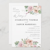 赤面ピンクフローラ&多肉質結婚の 招待状 (正面/裏面)