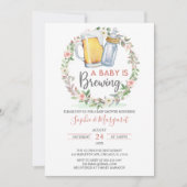 赤面ピンクフローラAベビーは赤ちゃんシャワーを醸造している 招待状 (正面)