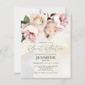 赤面ピンクフローラSweet sixteen誕生日 招待状 (正面)