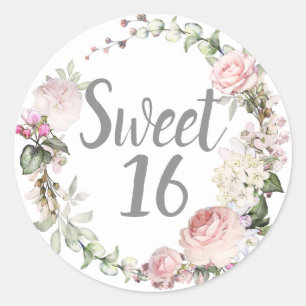赤面ピンクフローラSweet sixteen ラウンドシール