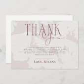 赤面ピンクブライダルシャワーサンキューカード 招待状 (正面/裏面)