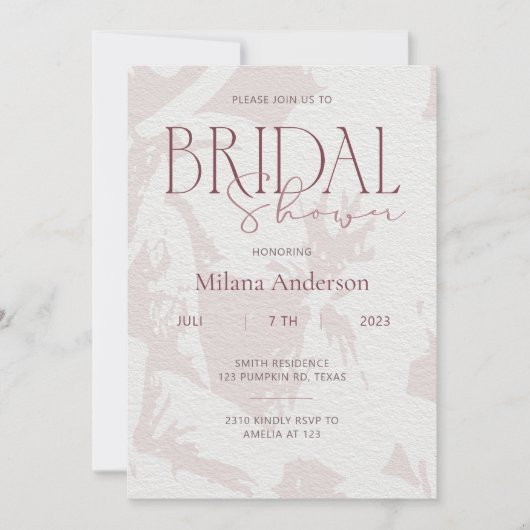 赤面ピンクブライダルシャワーパーティの招待状 招待状 (正面)