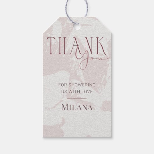 赤面ピンクブライダルシャワーパーティーありがとうラベル ギフトタグ (正面)