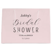 赤面ピンクブライダルシャワーパーティー ラージペーパーバッグ (正面)