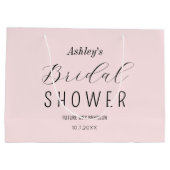 赤面ピンクブライダルシャワーパーティー ラージペーパーバッグ (裏面)