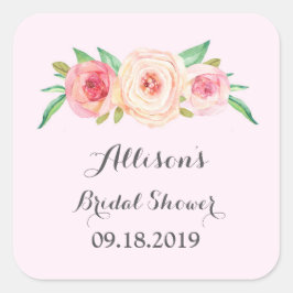 赤面ピンクブライダルシャワーメッセージカード スクエアシール