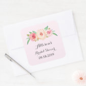 赤面ピンクブライダルシャワーメッセージカード スクエアシール (封筒)