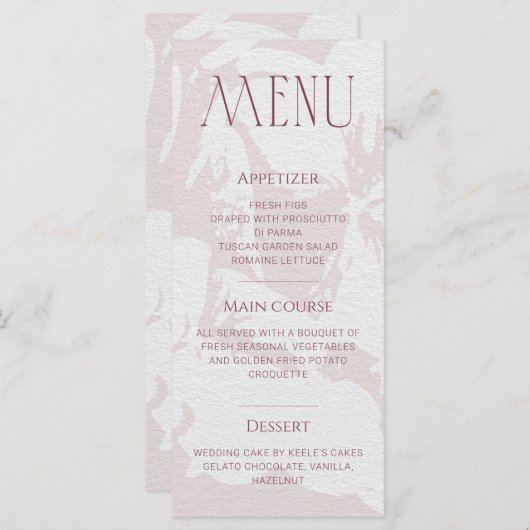 赤面ピンクブライダルシャワーメニューカード メニュー (正面/裏面)