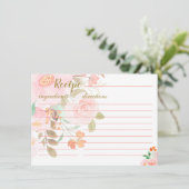 赤面ピンクブライダルシャワーレシピカード要求 エンクロージャーカード (スタンド正面)