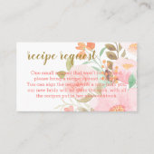 赤面ピンクブライダルシャワーレシピカード要求 名刺 (正面)