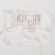 赤面ピンクブライダルシャワーレシピカード