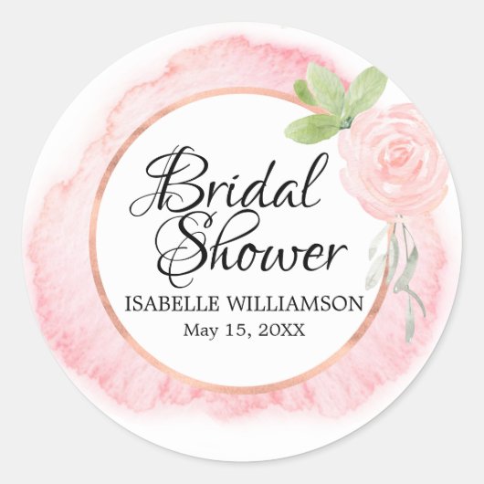 赤面ピンクブライダルシャワー封筒用シール ラウンドシール (正面)