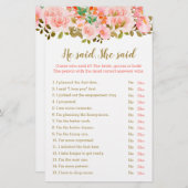 赤面ピンクブライダルシャワー彼は彼女はゲームを言った (正面/裏面)