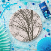 赤面ピンクブラウンツリーブランチ ペーパープレート (パーティー)