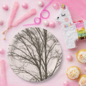 赤面ピンクブラウンツリーブランチ ペーパープレート (パーティー)