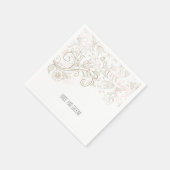 赤面ピンクブラウンフローラロマン結婚ティック スタンダードカクテルナプキン (角)