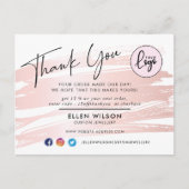 赤面ピンクブラシストロークのビジネス注文ありがとう ポストカード (正面)