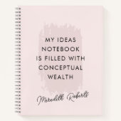 赤面ピンクブラシストロークやる気を起こさせる引用文 ノートブック (正面)