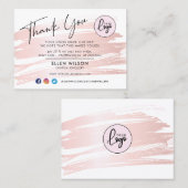 赤面ピンクブラシストロークビジネスオーダーありがとう 名刺 (正面/裏面)