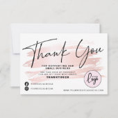 赤面ピンクブラシストロークビジネスオーダー サンキューカード (正面)