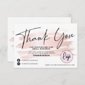 赤面ピンクブラシストロークビジネスオーダー  サンキューカード (正面/裏面)