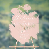 赤面ピンクブラシモダンストローク誕生日へようこそ アクリルサイン (ニュートラル)