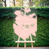 赤面ピンクブラシモダンストローク誕生日へようこそ アクリルサイン